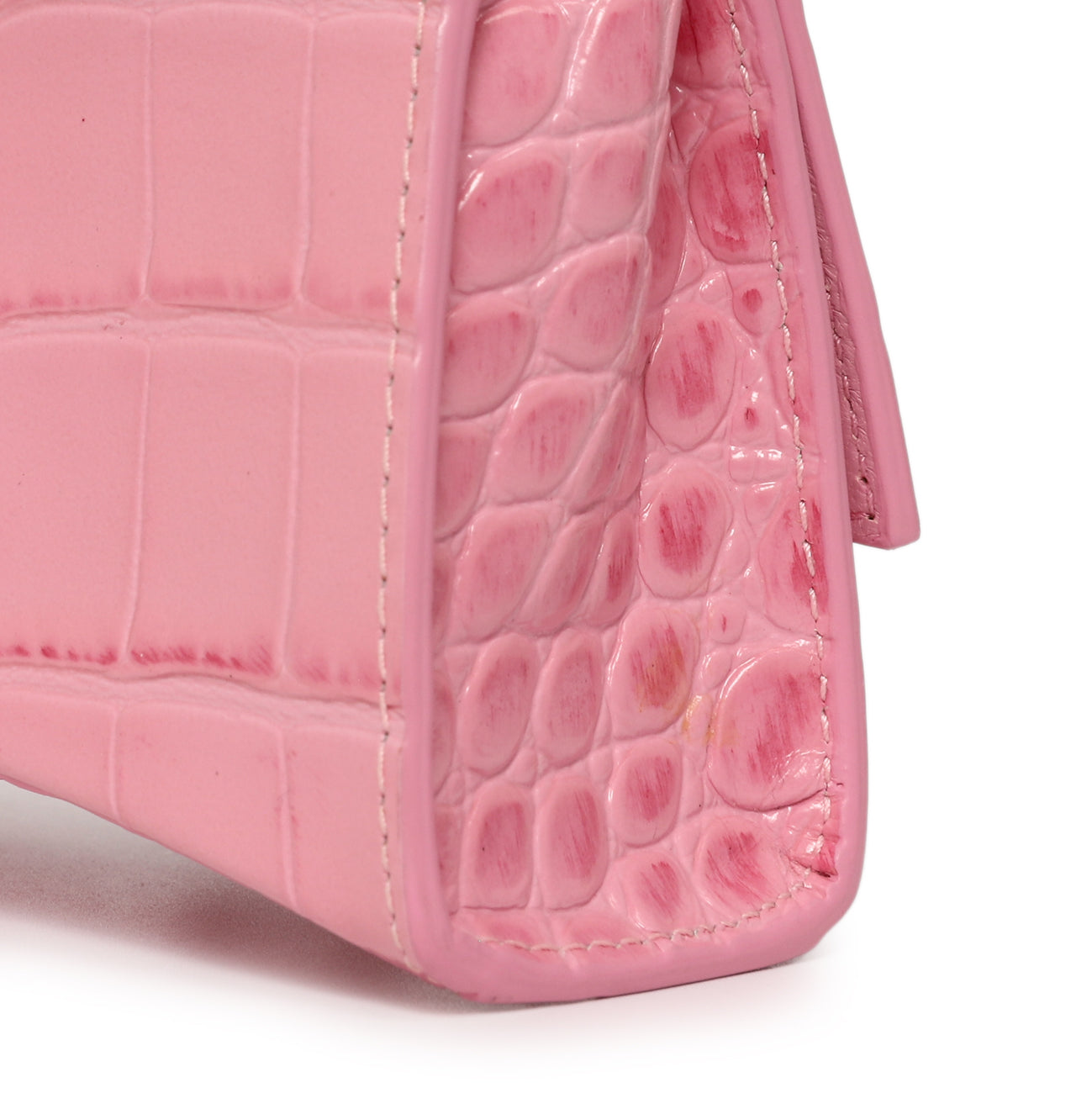 Exclusive Balenciaga Pink Crocodile Embossed Shiny Calfskin Mini Hourglass Top Handle Bag — Alternate View 8