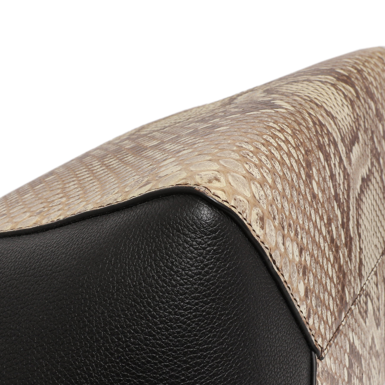 Exclusive Louis Vuitton Black Calfskin Python Lockme Cabas — Top View