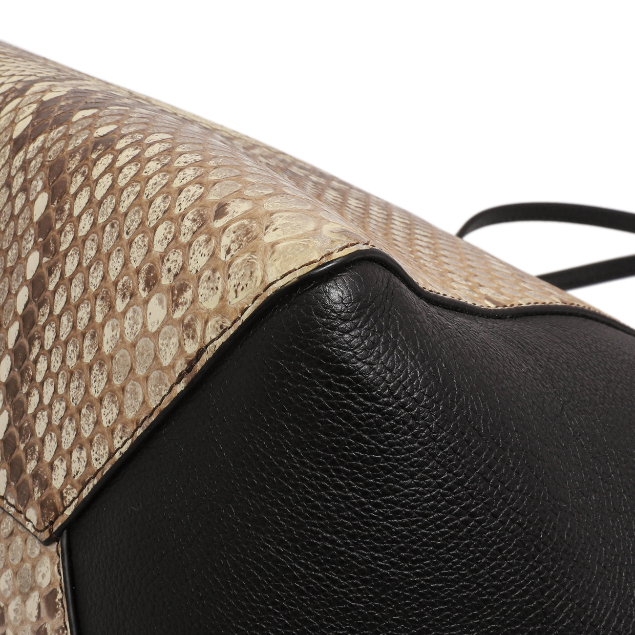 Exclusive Louis Vuitton Black Calfskin Python Lockme Cabas — Detail View