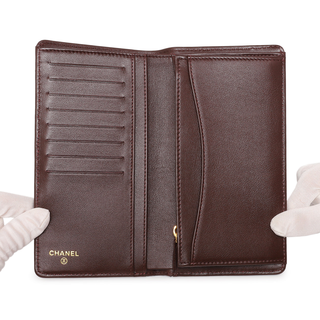 Exclusive Chanel Black Quilted Caviar Yen Wallet — Top View