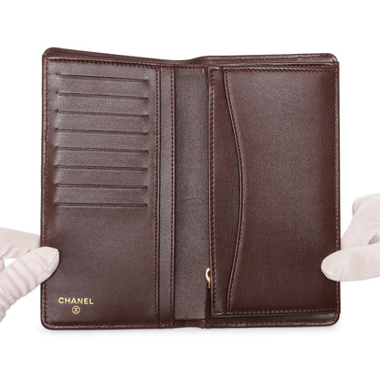 Exclusive Chanel Black Quilted Caviar Yen Wallet — Top View