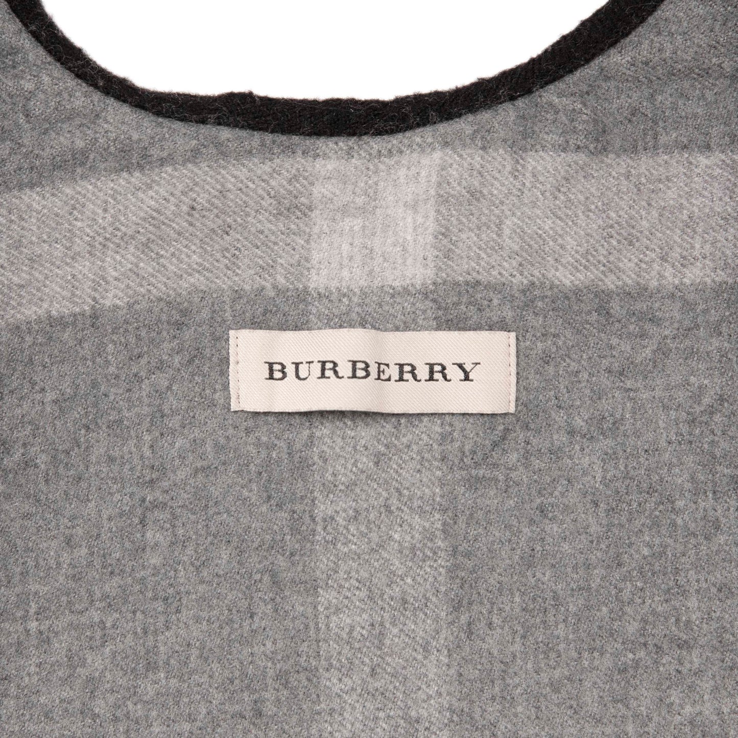Exclusive Burberry Black Grey Check Merino Wool Cape — Back View