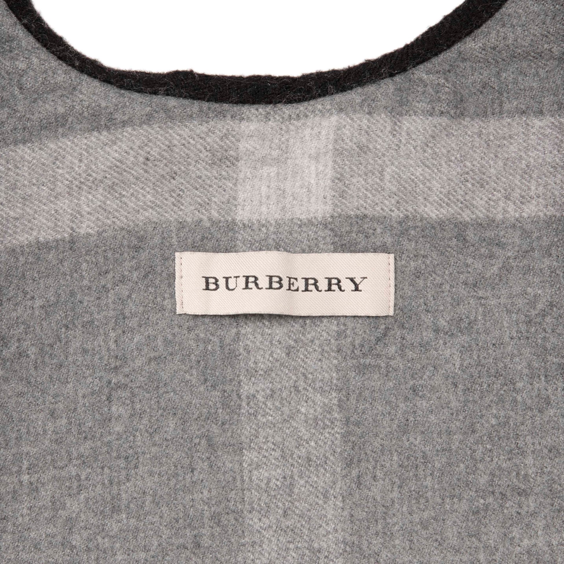 Exclusive Burberry Black Grey Check Merino Wool Cape — Back View
