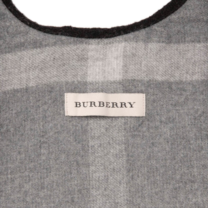 Exclusive Burberry Black Grey Check Merino Wool Cape — Back View