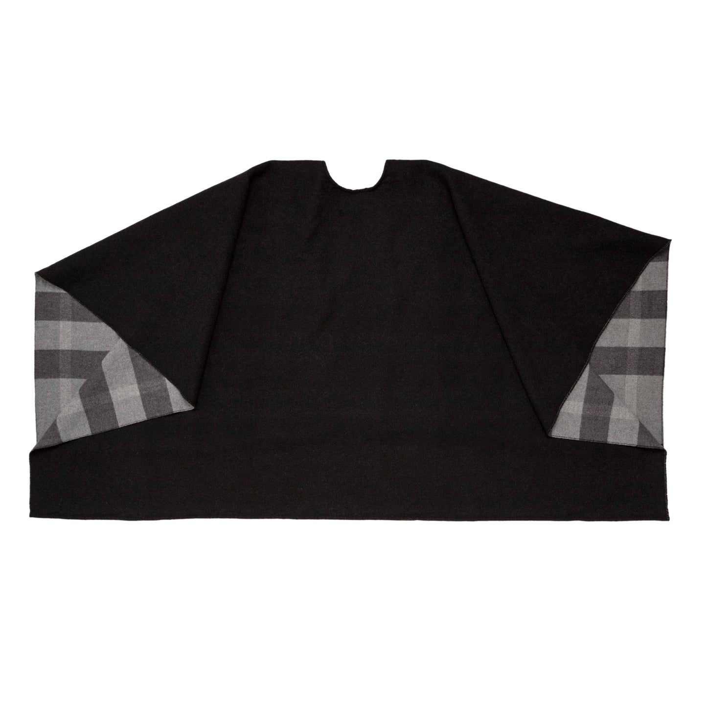 Exclusive Burberry Black Grey Check Merino Wool Cape — Side View