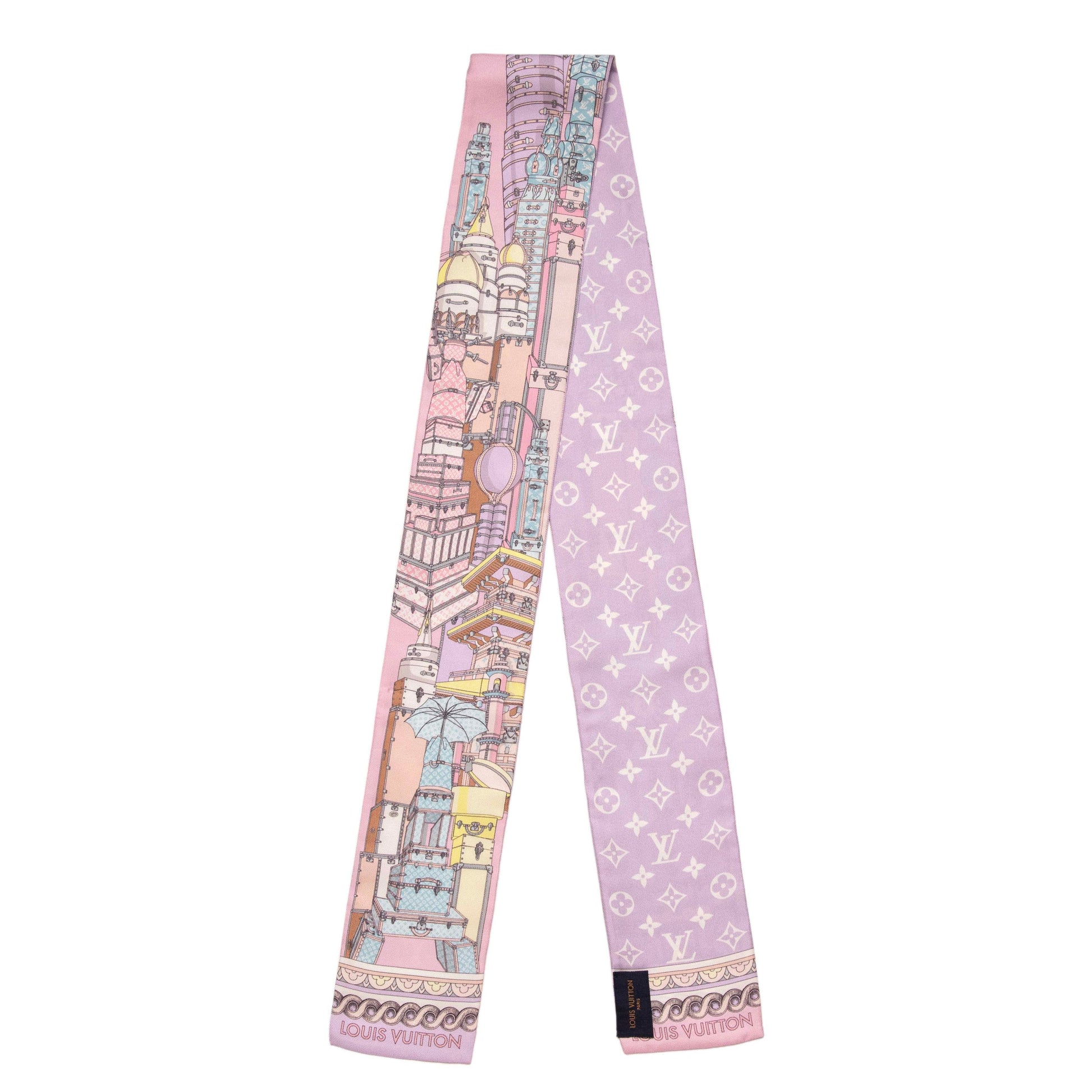 Exclusive Louis Vuitton Mauve Silk Around The World Bandeau — Front View