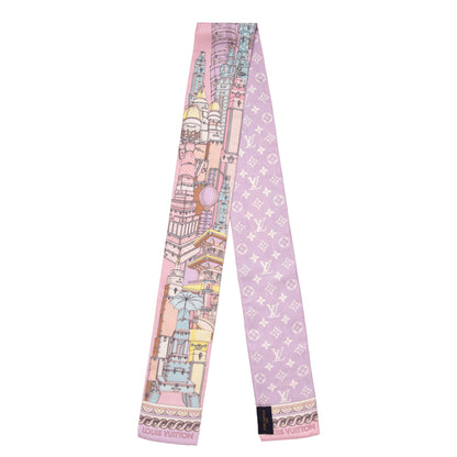 Exclusive Louis Vuitton Mauve Silk Around The World Bandeau — Front View