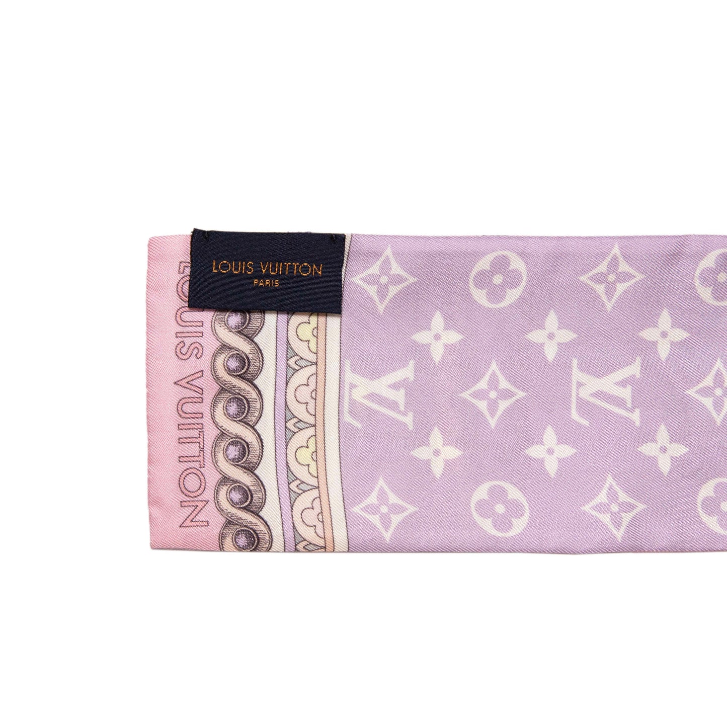 Exclusive Louis Vuitton Mauve Silk Around The World Bandeau — Back View
