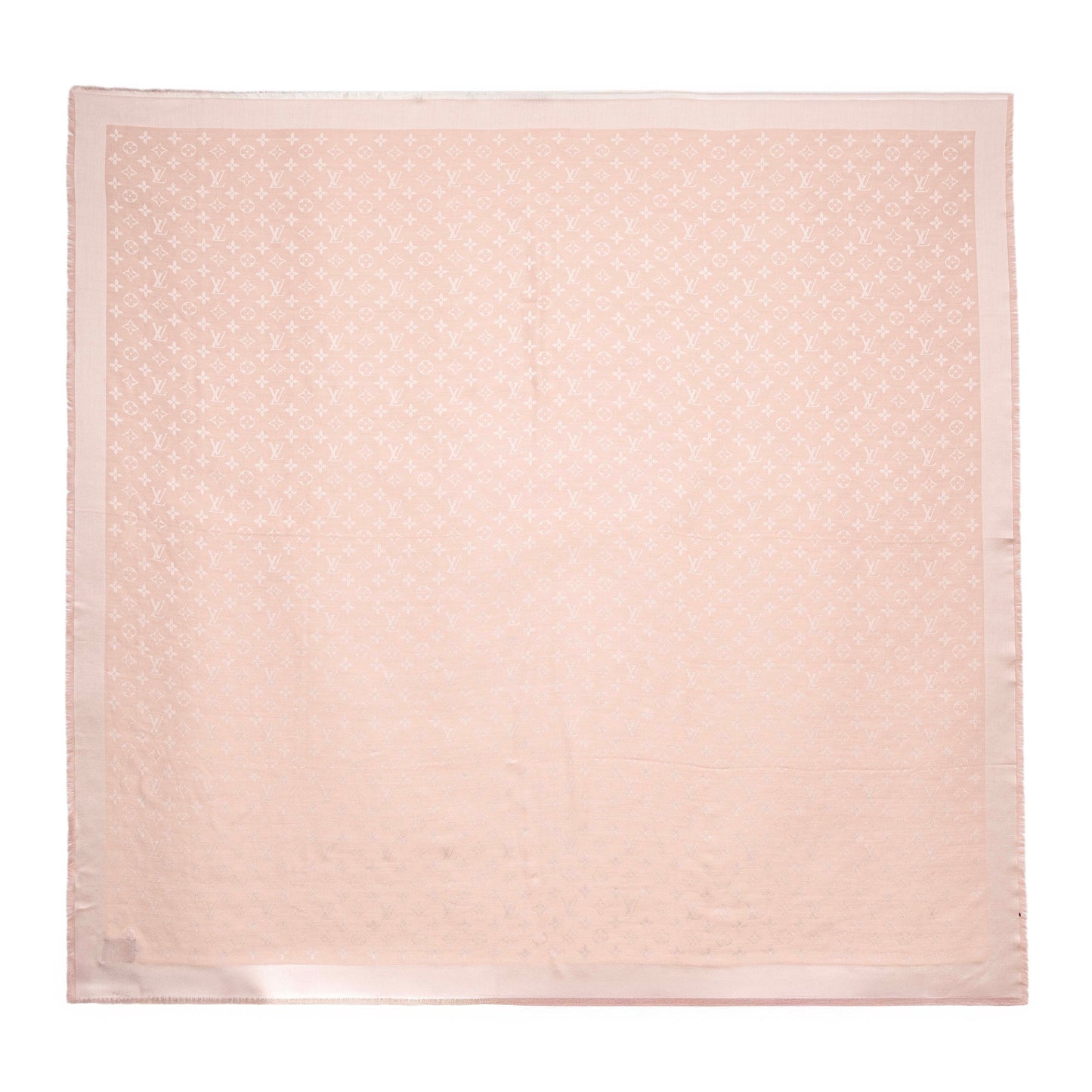 Exclusive Louis Vuitton Pink Silk Wool Monogram Shawl — Side View