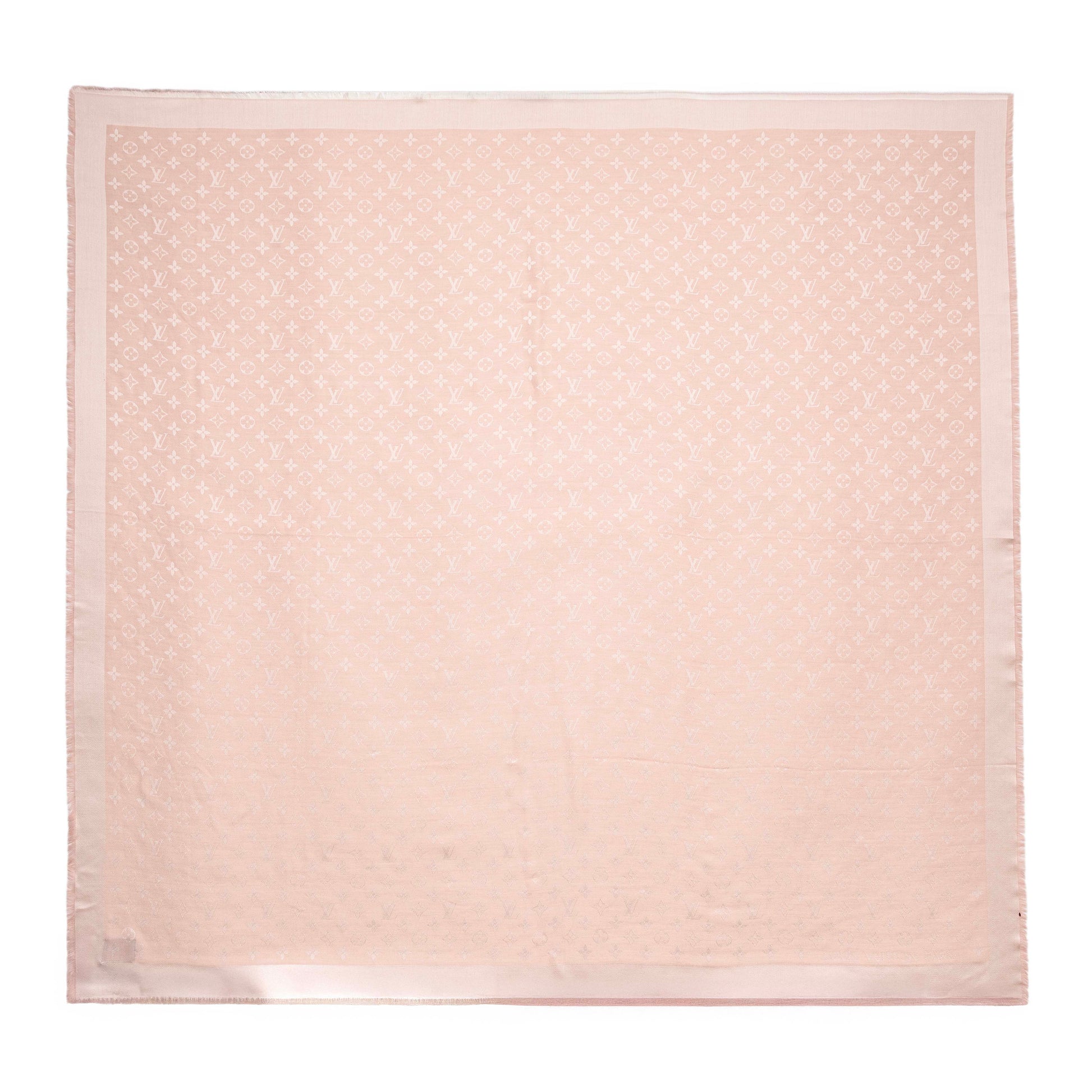 Exclusive Louis Vuitton Pink Silk Wool Monogram Shawl — Side View