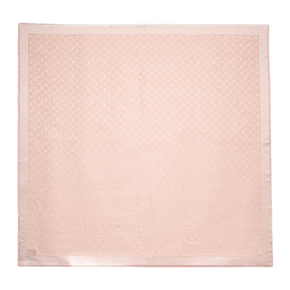 Exclusive Louis Vuitton Pink Silk Wool Monogram Shawl — Side View