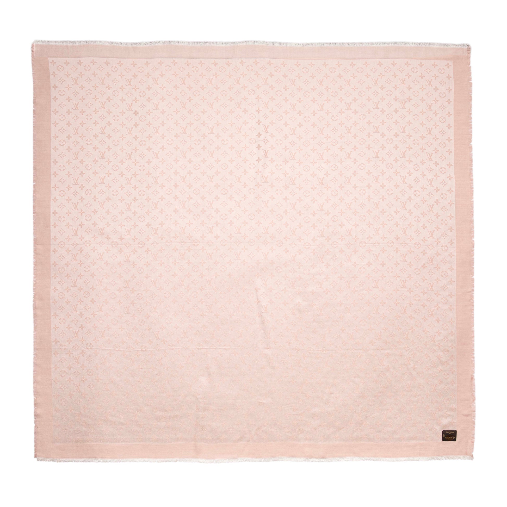 Exclusive Louis Vuitton Pink Silk Wool Monogram Shawl — Back View