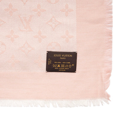 Exclusive Louis Vuitton Pink Silk Wool Monogram Shawl — Top View