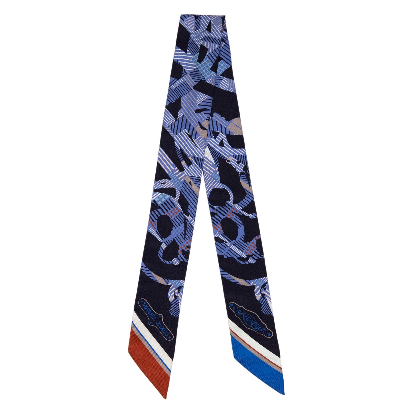 Exclusive Hermes Marine Silk Cavalcadour Morning Twilly — Front View