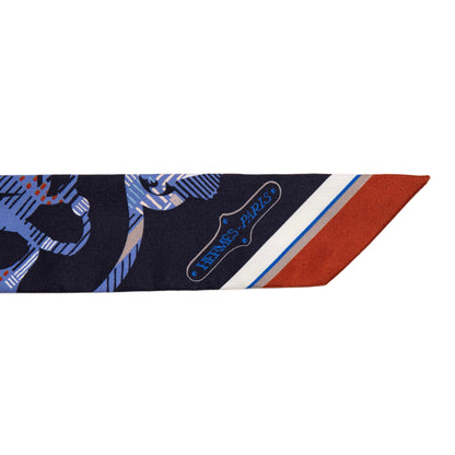 Exclusive Hermes Marine Silk Cavalcadour Morning Twilly — Back View