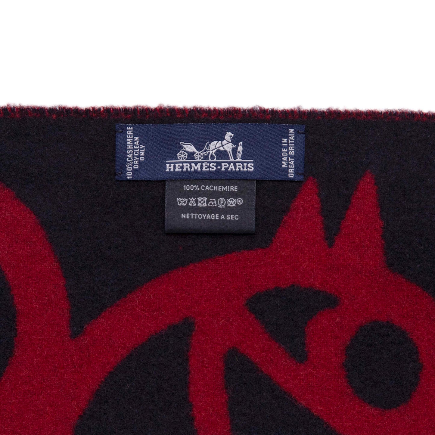 Exclusive Hermes Marine Bordeaux Cashmere Boucles et Camails Muffler Scarf — Back View