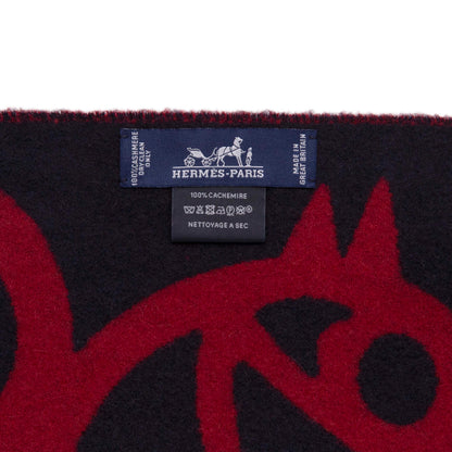 Exclusive Hermes Marine Bordeaux Cashmere Boucles et Camails Muffler Scarf — Back View