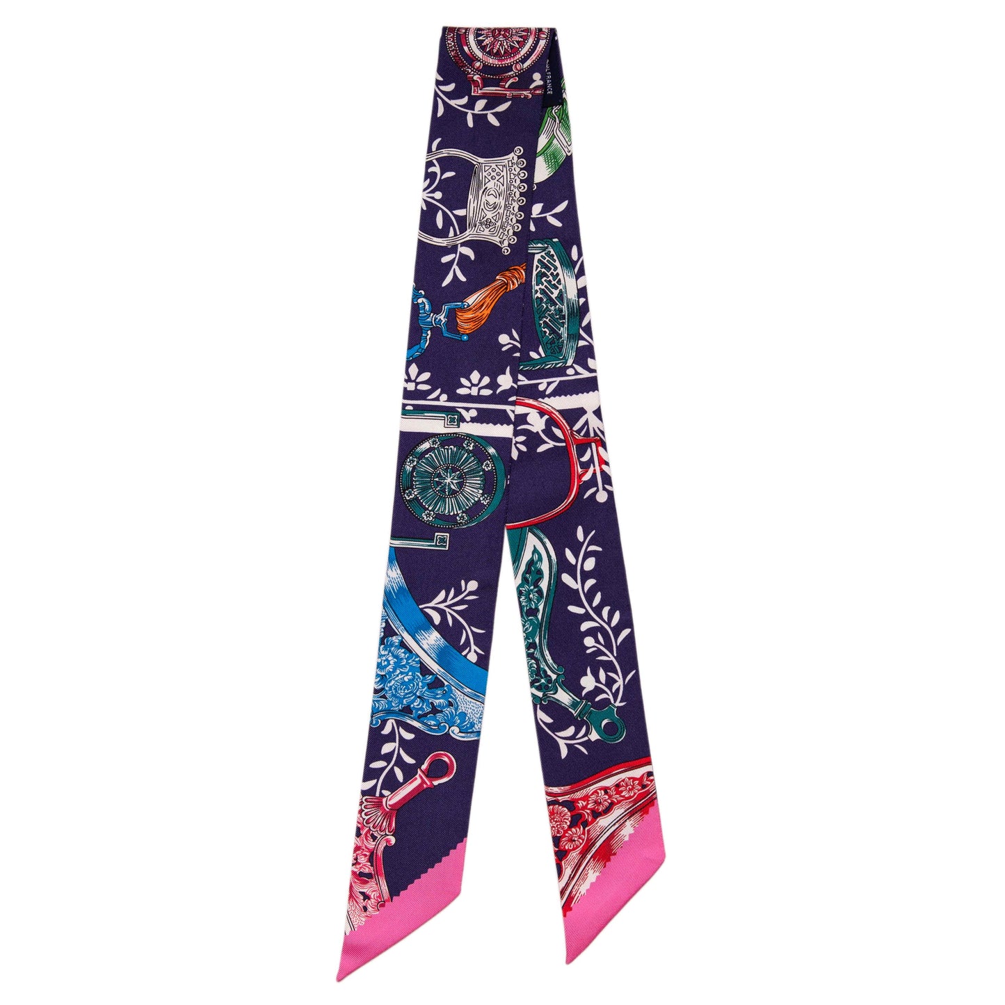 Exclusive Hermes Indigo Silk Etriers Remix Twilly — Side View