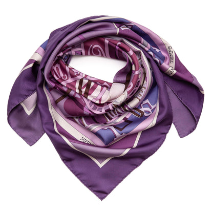 Exclusive Hermes Silk Mecanique du Temps Scarf 90 — Front View