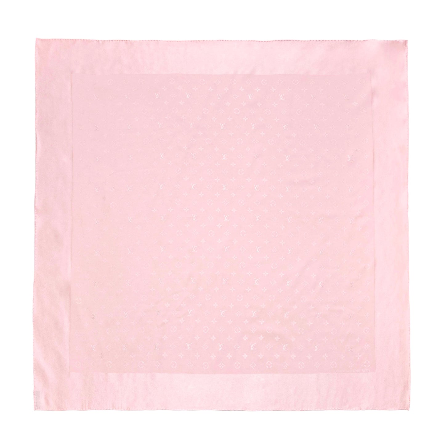 Exclusive Louis Vuitton Pink Silk Monogram Square Scarf — Side View