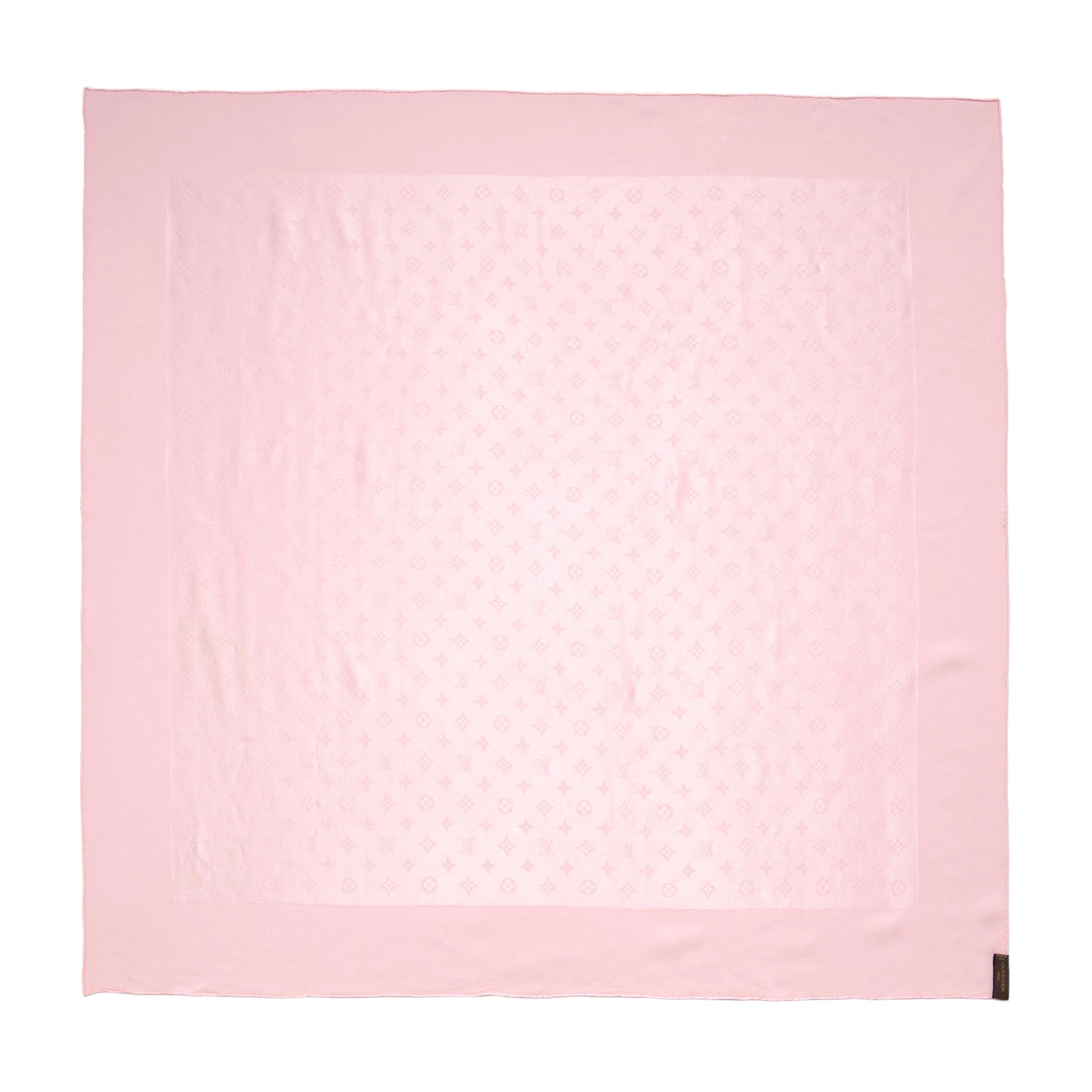 Exclusive Louis Vuitton Pink Silk Monogram Square Scarf — Back View