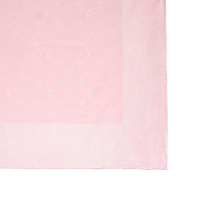 Exclusive Louis Vuitton Pink Silk Monogram Square Scarf — Top View