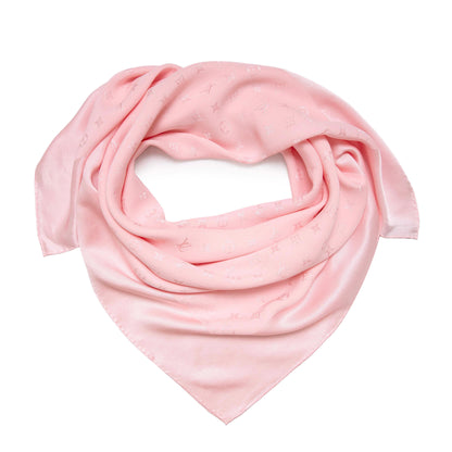 Exclusive Louis Vuitton Pink Silk Monogram Square Scarf — Front View