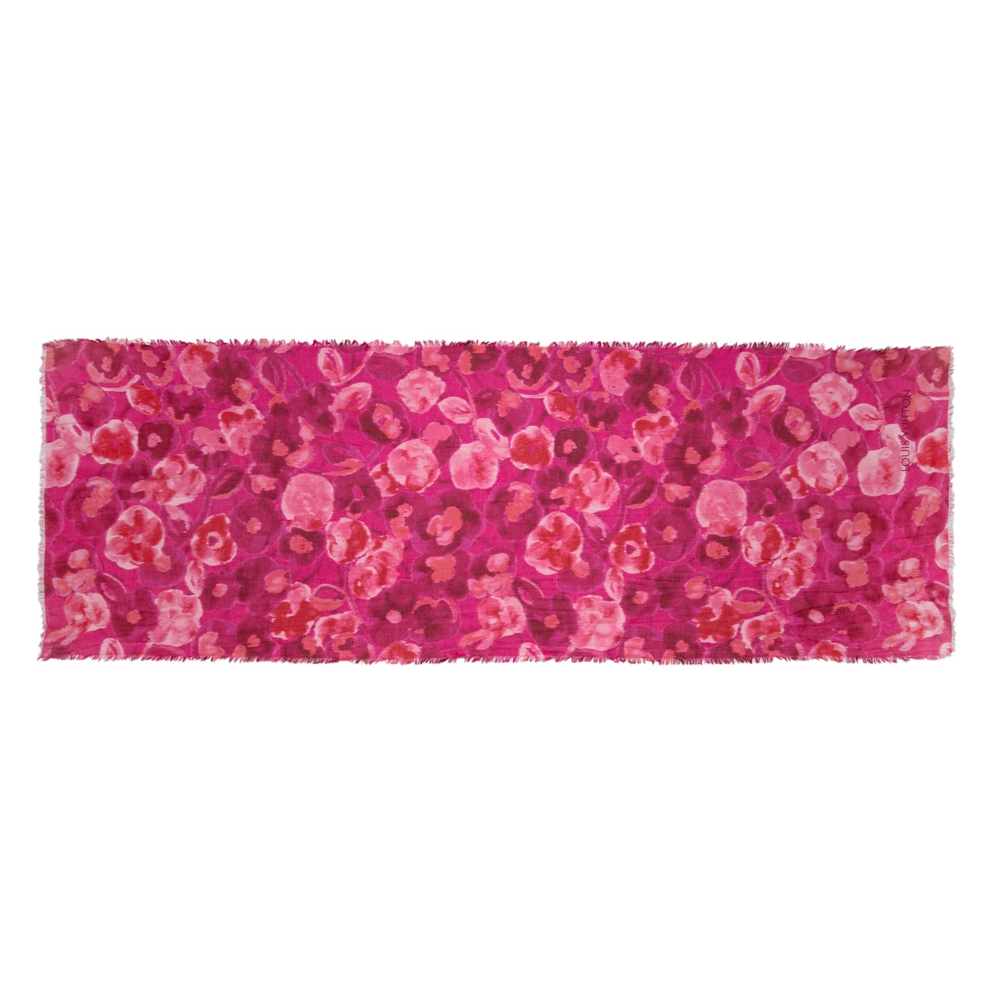 Exclusive Louis Vuitton Rose Indien Silk Cotton Ikat Scarf — Side View