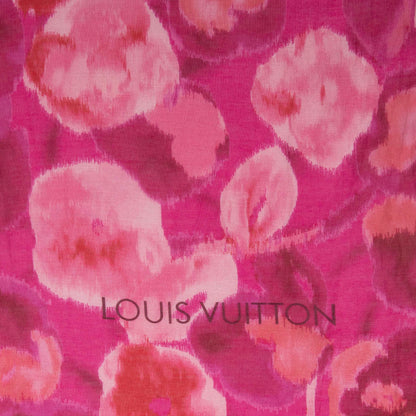 Exclusive Louis Vuitton Rose Indien Silk Cotton Ikat Scarf — Top View