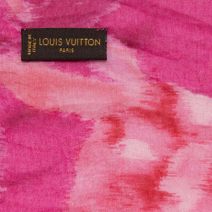 Exclusive Louis Vuitton Rose Indien Silk Cotton Ikat Scarf — Detail View