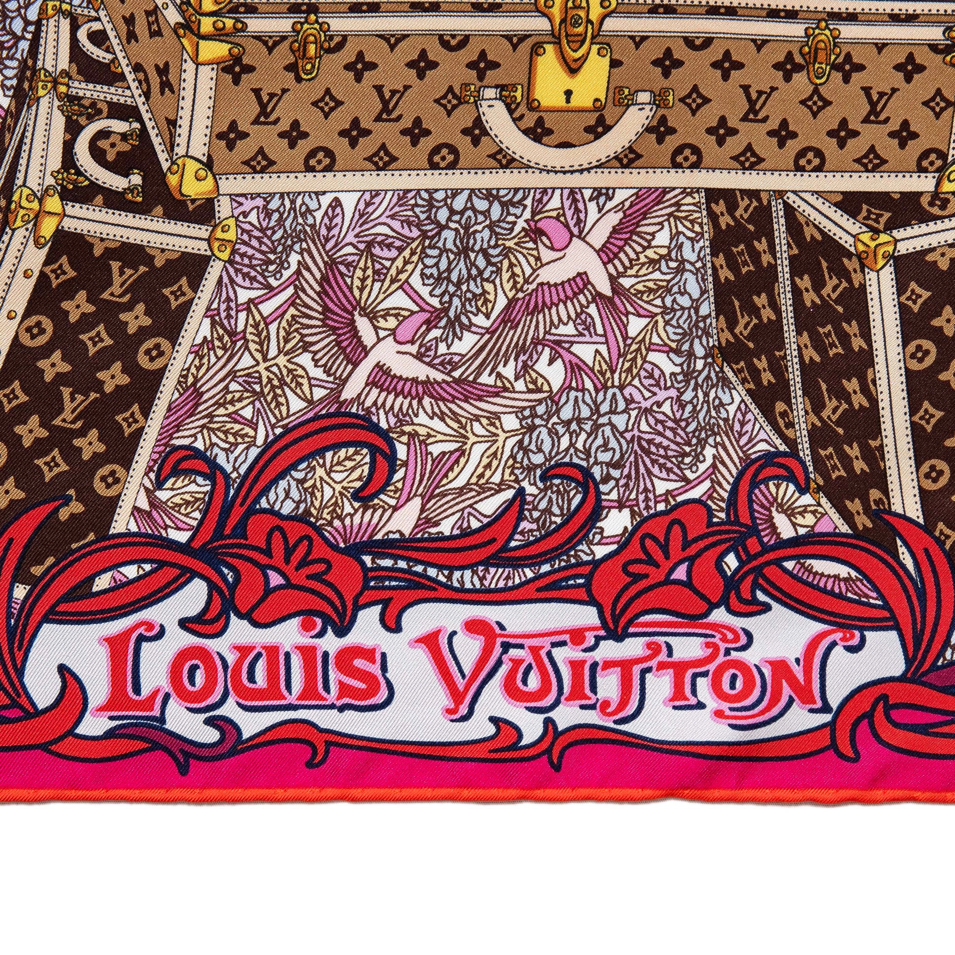 Exclusive Louis Vuitton Fuchsia Silk Louis A Paris Square Scarf — Top View