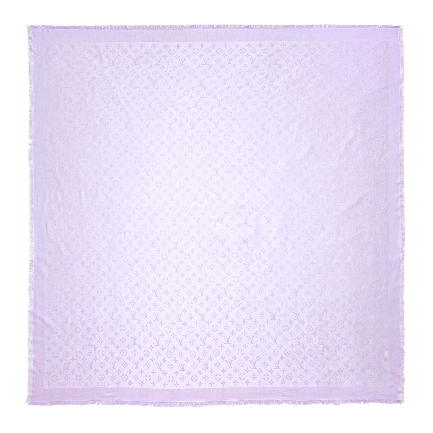 Exclusive Louis Vuitton Mauve Silk Wool Monogram Shawl — Back View