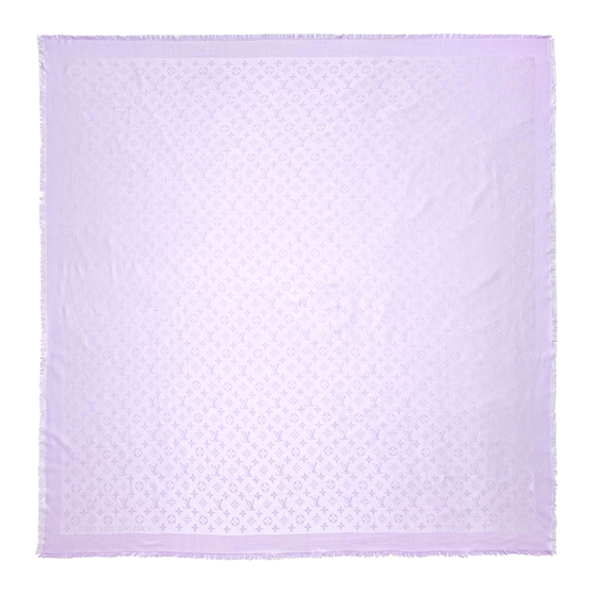 Exclusive Louis Vuitton Mauve Silk Wool Monogram Shawl — Back View