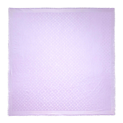 Exclusive Louis Vuitton Mauve Silk Wool Monogram Shawl — Side View