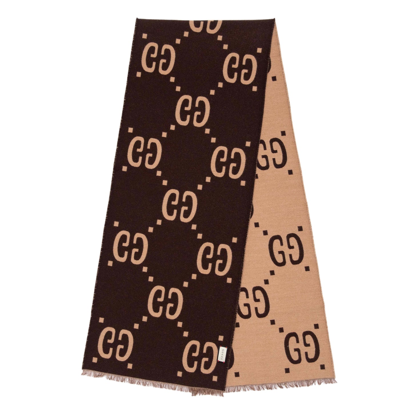 Exclusive Gucci Jacquard Wool Silk Monogram Jumbo GG Scarf — Front View
