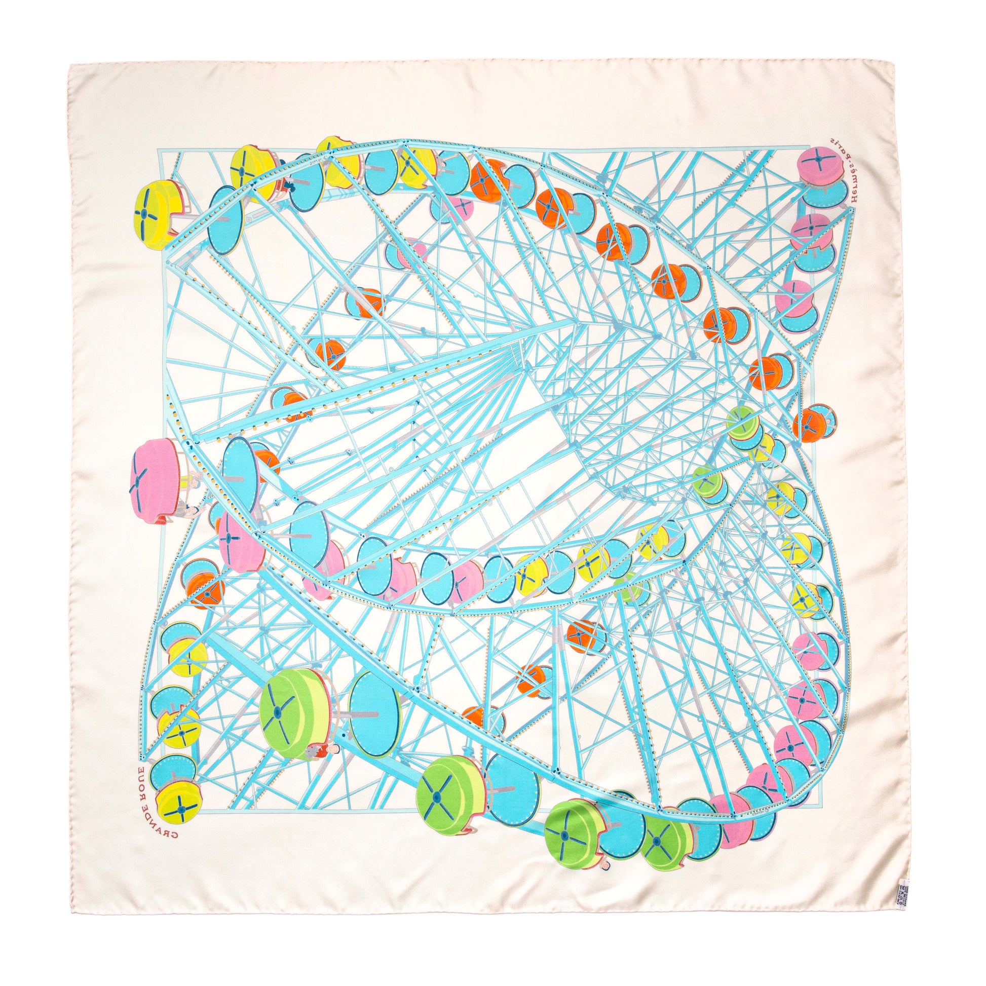 Exclusive Hermes Silk Grande Roue Scarf 90 — Back View