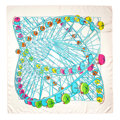 Exclusive Hermes Silk Grande Roue Scarf 90 — Side View