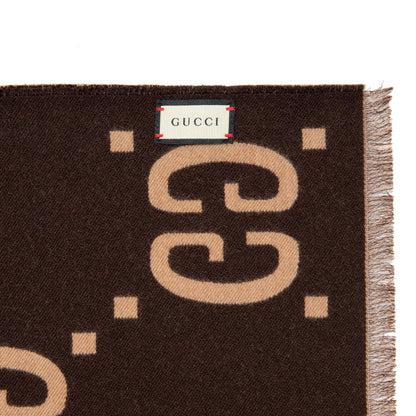 Exclusive Gucci Jacquard Wool Silk Monogram Jumbo GG Scarf — Back View