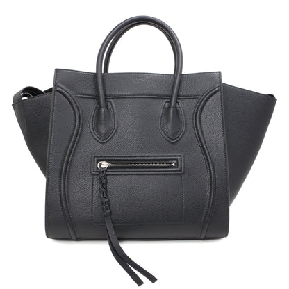Exclusive Celine Black Grained Calfskin Medium Phantom Luggage Tote — Front View