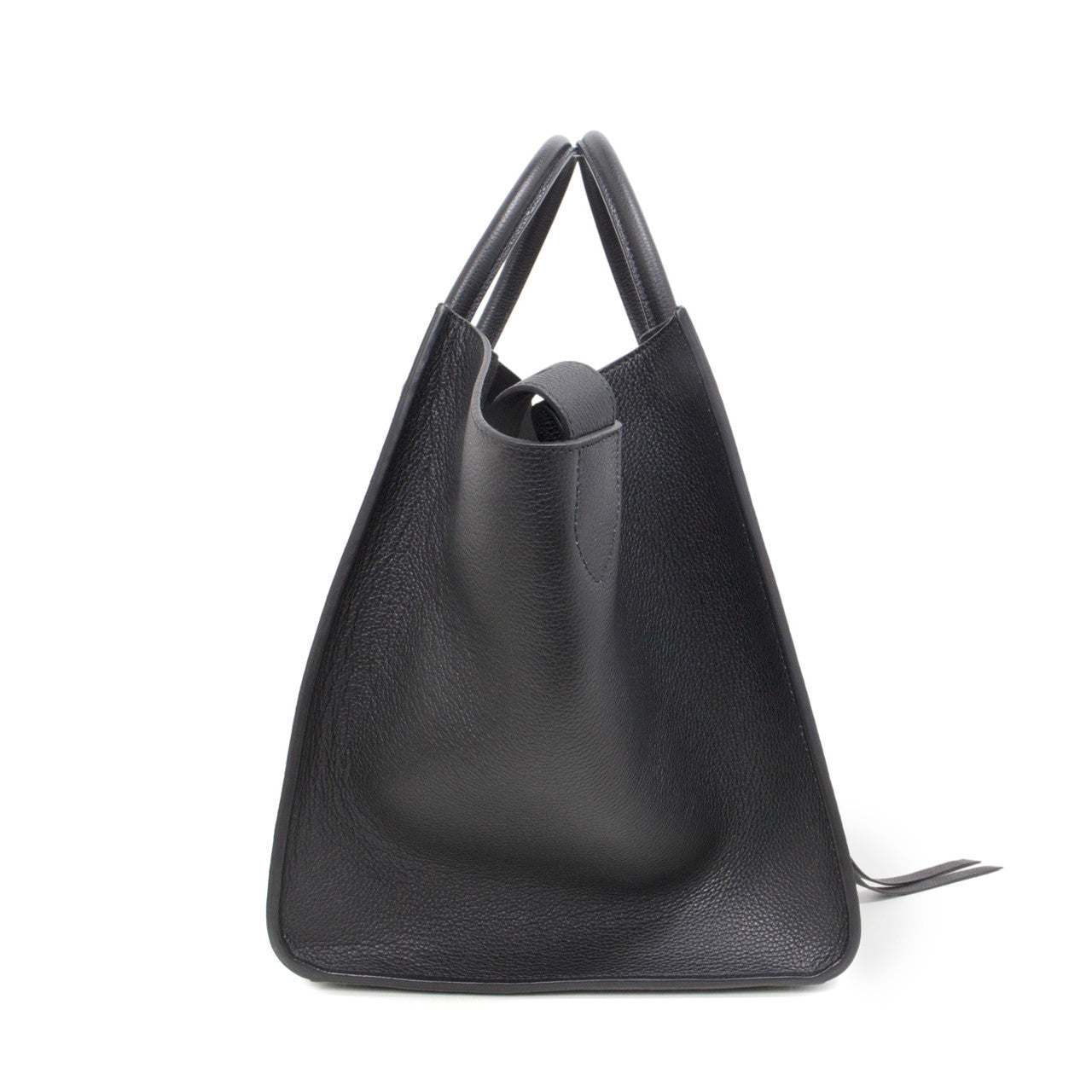 Exclusive Celine Black Grained Calfskin Medium Phantom Luggage Tote — Lifestyle View