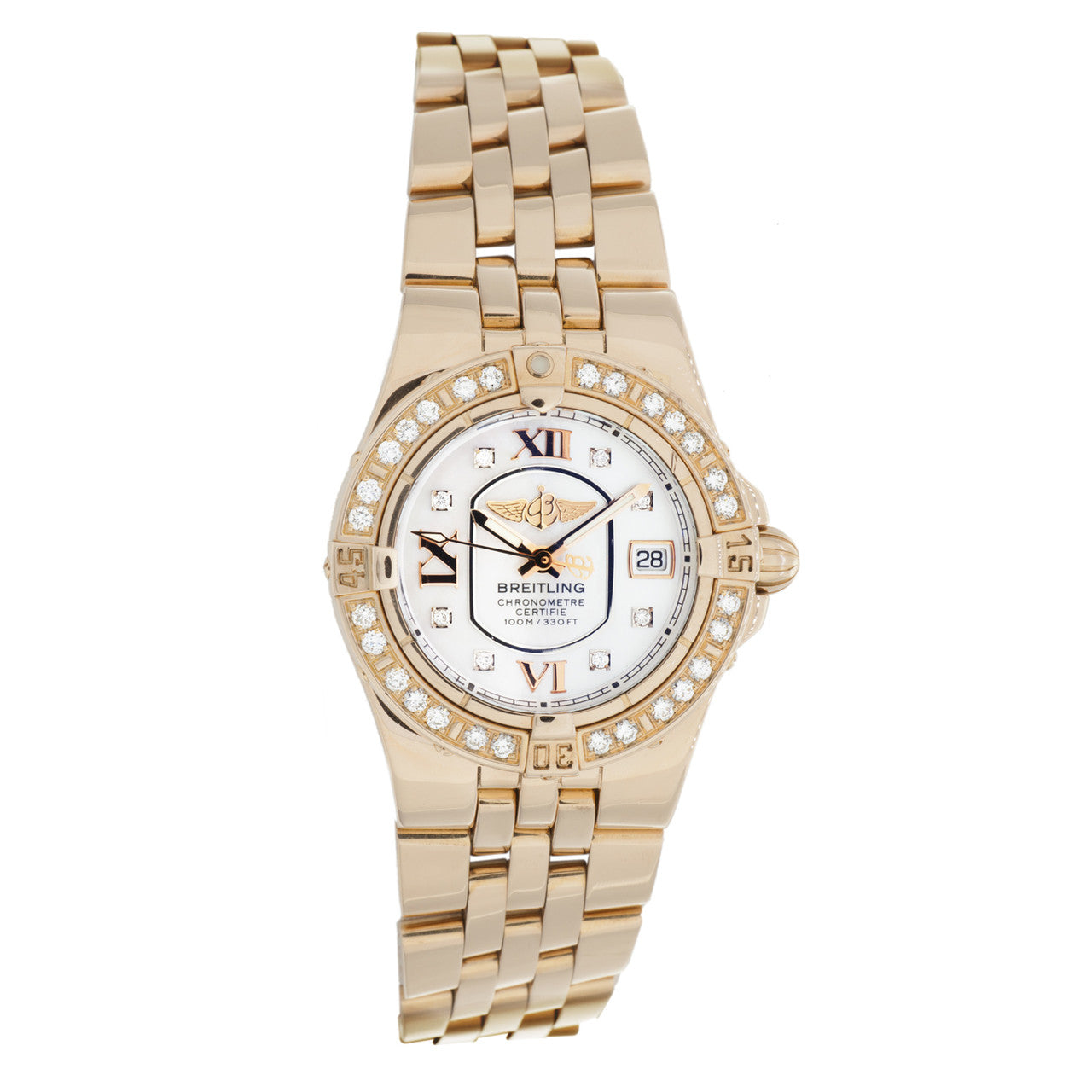 Exclusive Breitling 18K Rose Gold Diamond Starliner Ladies Watch H71340 — Front View