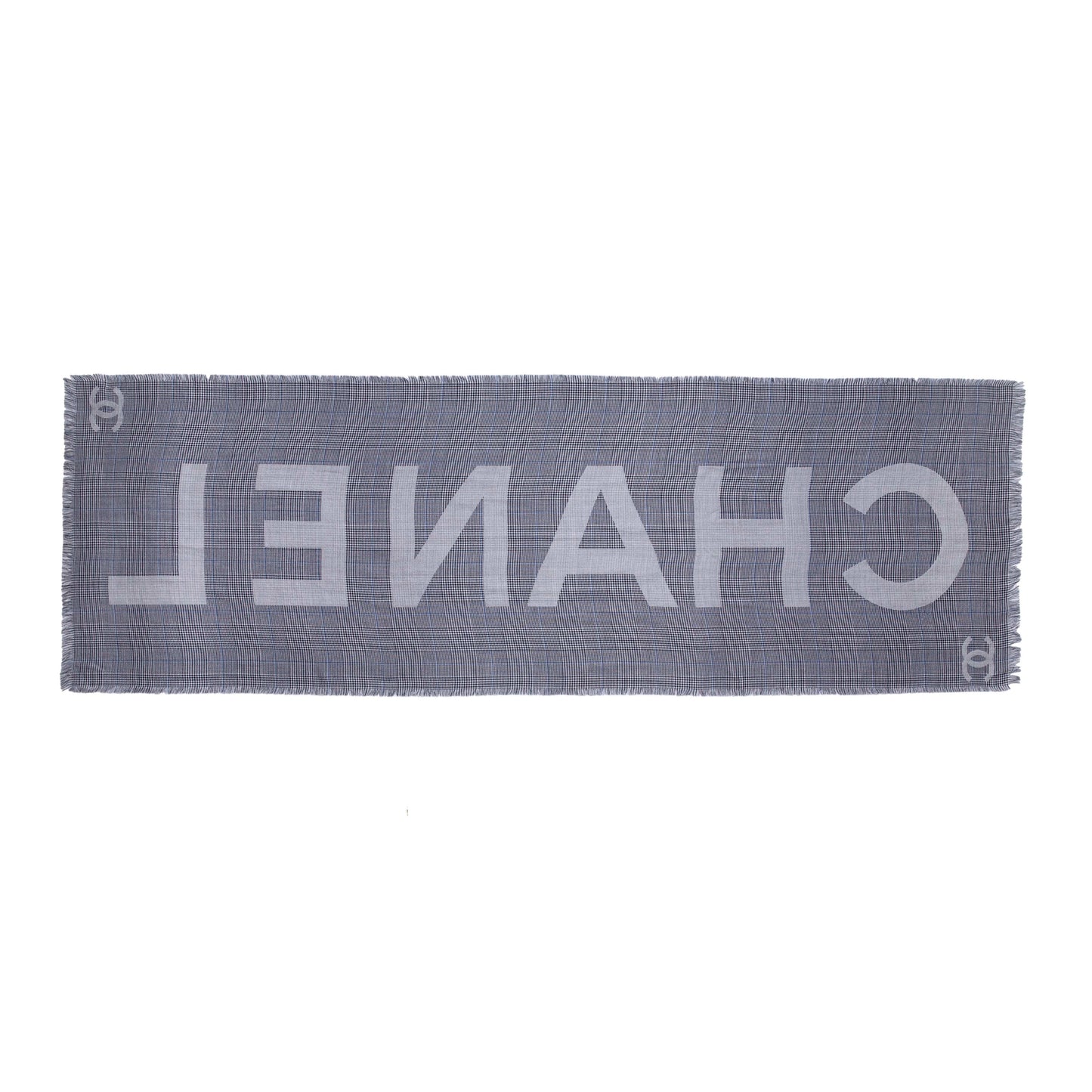Exclusive Chanel Silk Cashmere Houndstooth Scarf — Back View