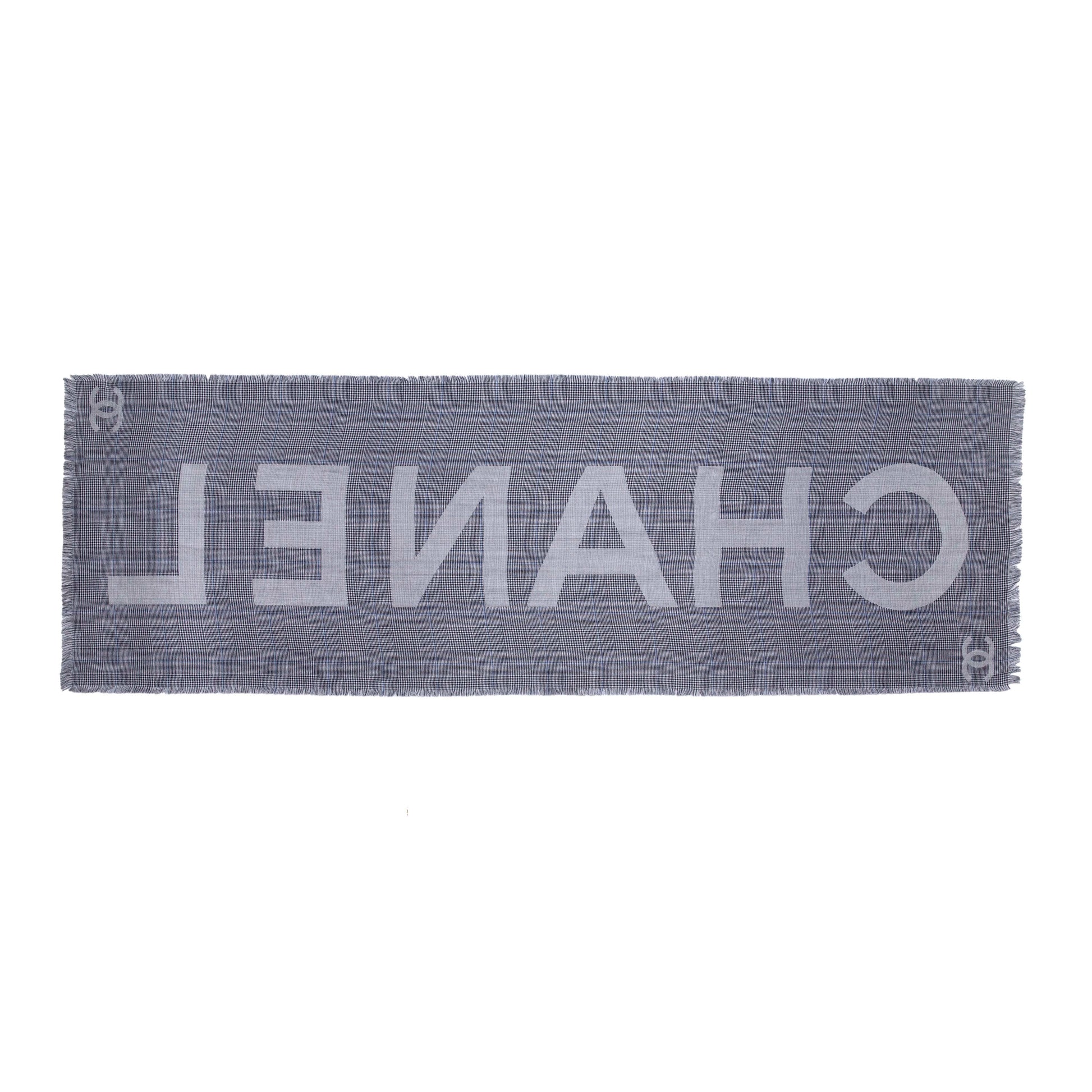 Exclusive Chanel Silk Cashmere Houndstooth Scarf — Back View