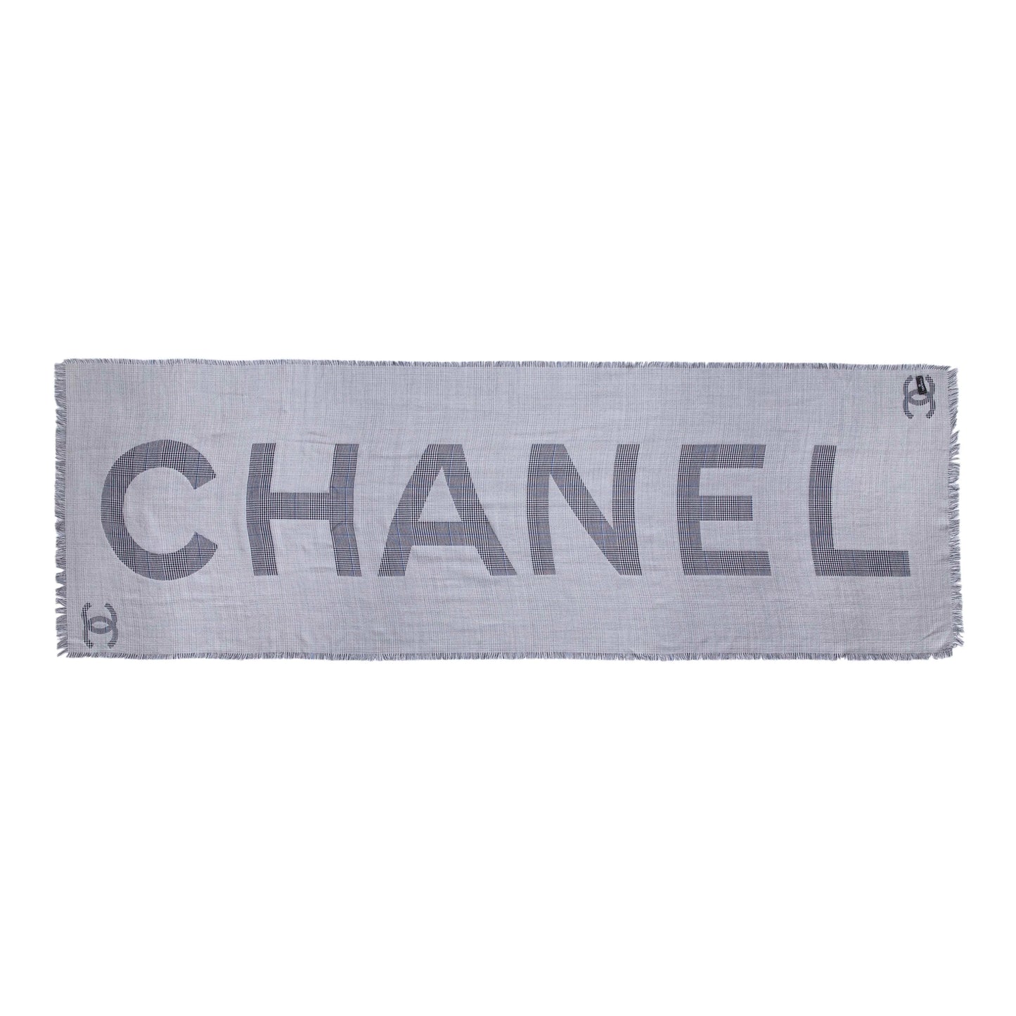 Exclusive Chanel Silk Cashmere Houndstooth Scarf — Side View