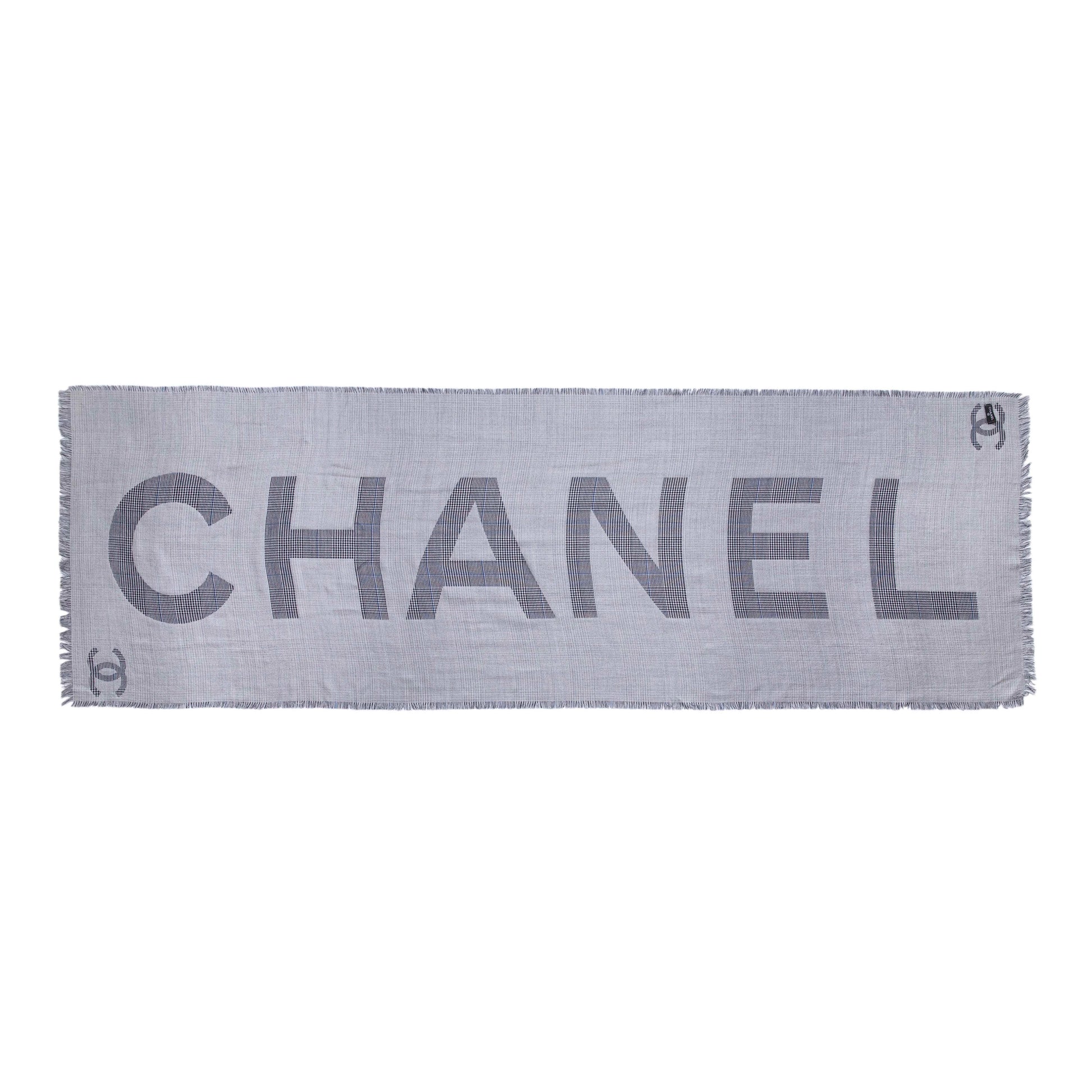 Exclusive Chanel Silk Cashmere Houndstooth Scarf — Side View
