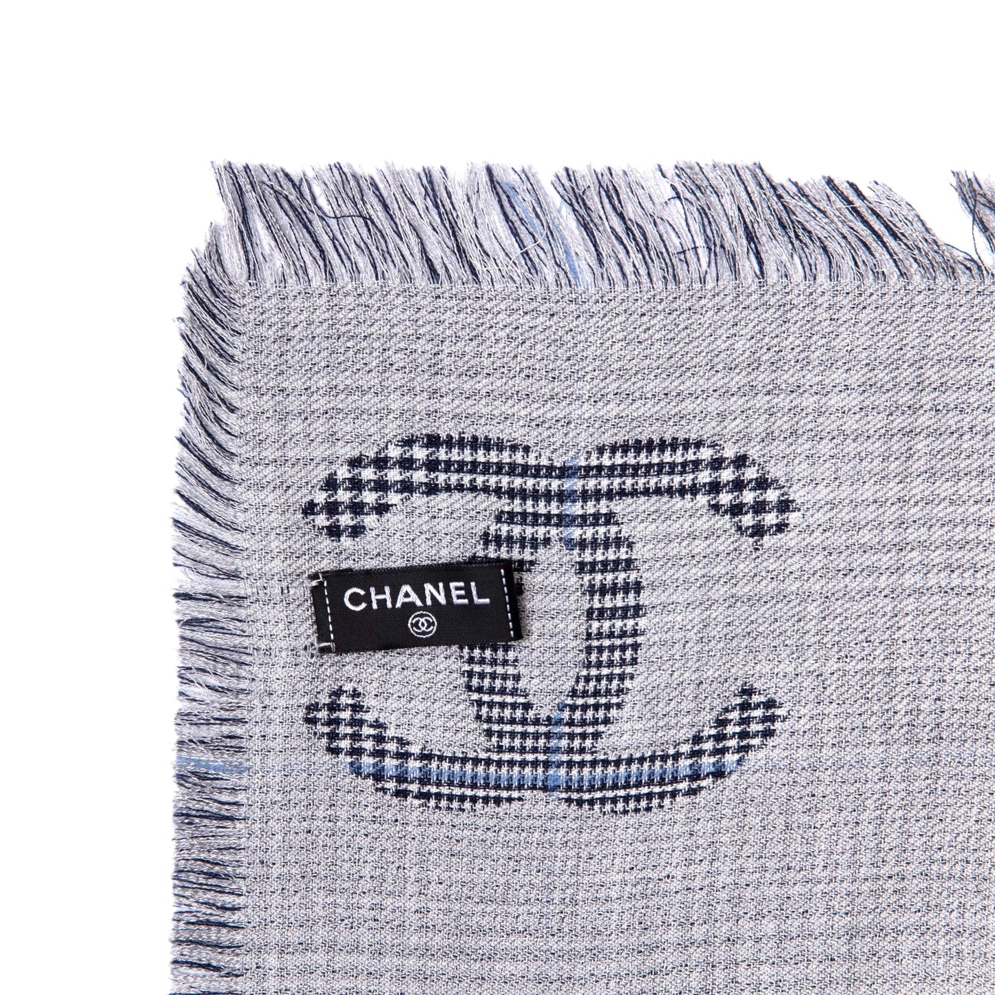 Exclusive Chanel Silk Cashmere Houndstooth Scarf — Top View