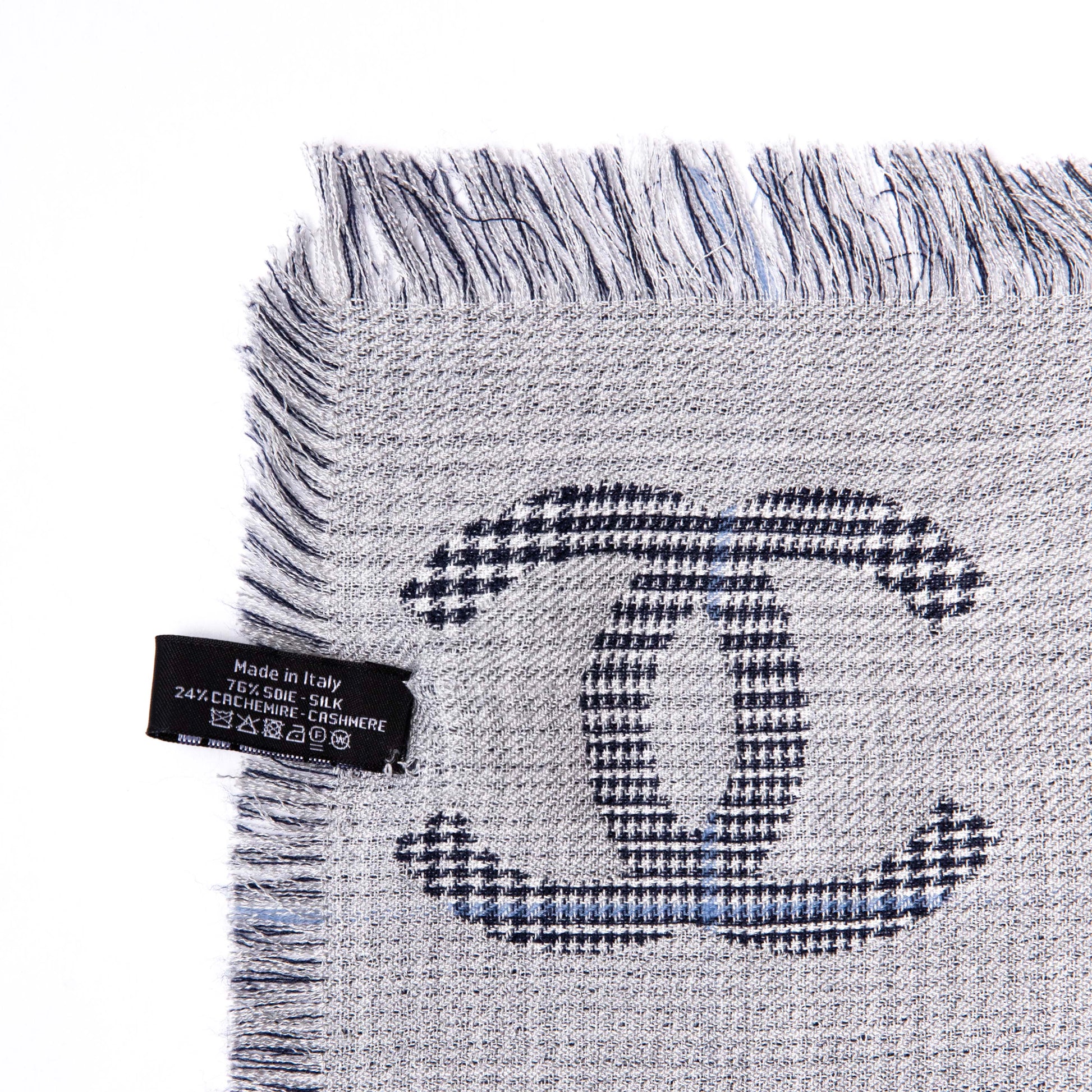 Exclusive Chanel Silk Cashmere Houndstooth Scarf — Detail View