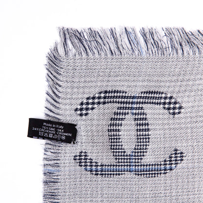 Exclusive Chanel Silk Cashmere Houndstooth Scarf — Detail View