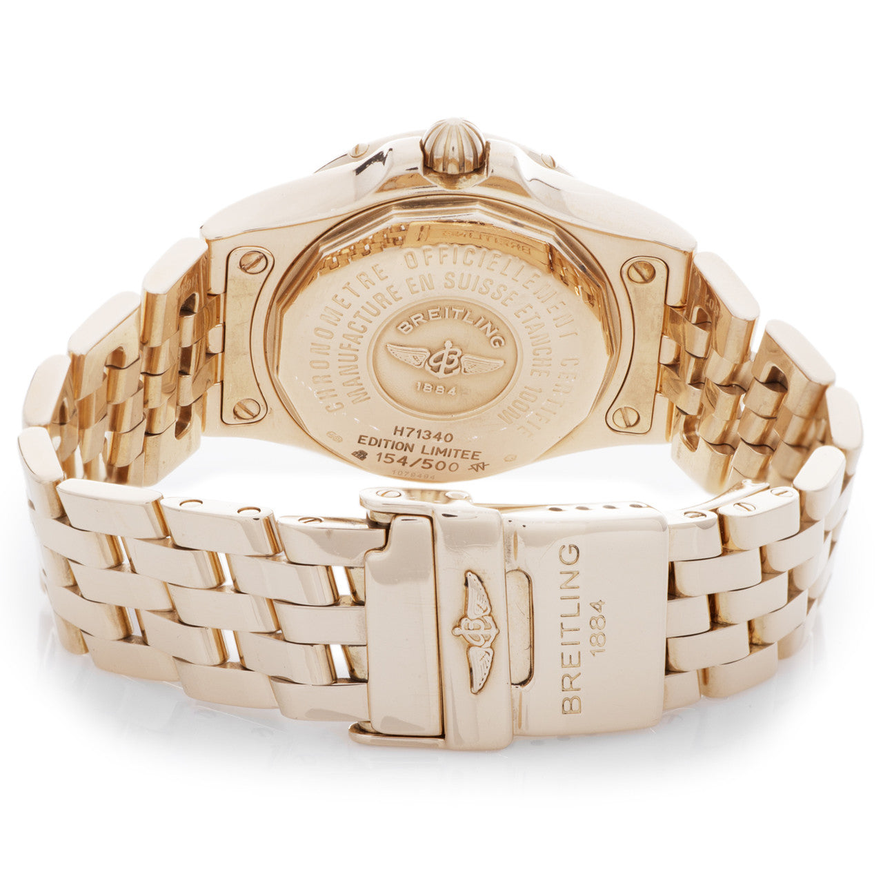 Exclusive Breitling 18K Rose Gold Diamond Starliner Ladies Watch H71340 — Side View