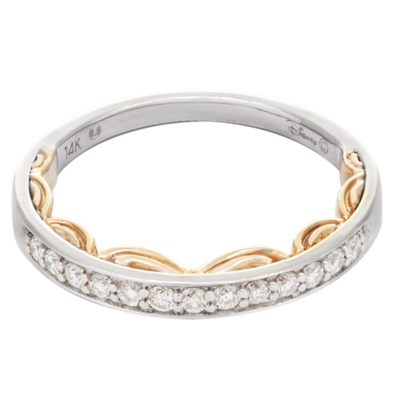 Exclusive Disney Enchanted 14K White & Rose Gold Cinderella  Diamond Bridal Set — Back View
